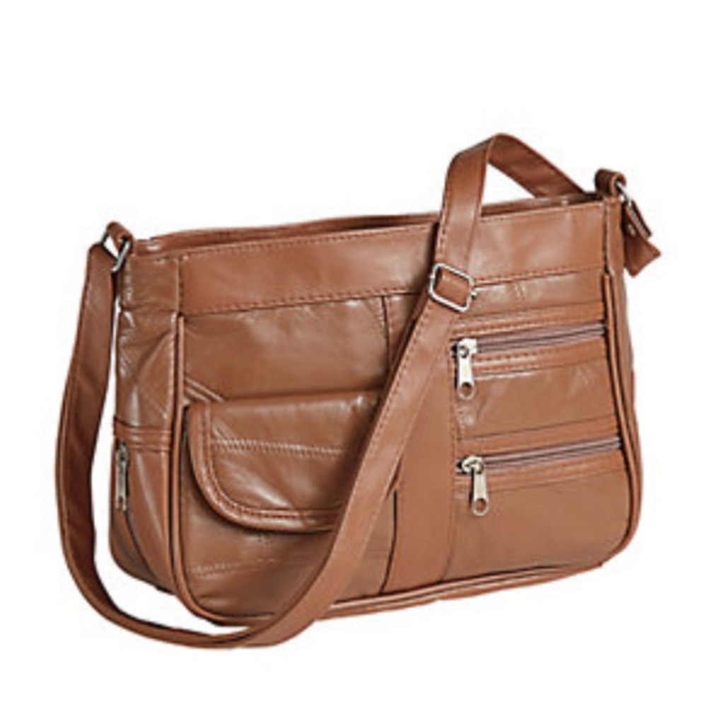 HABAND | Leather Lambskin Shoulder Purse with 9 pockets and a matching wallet